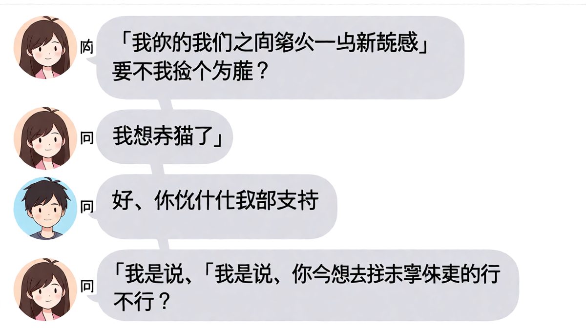 女生：新鲜感 | 男生：换发型 | 真相：下楼拿外卖