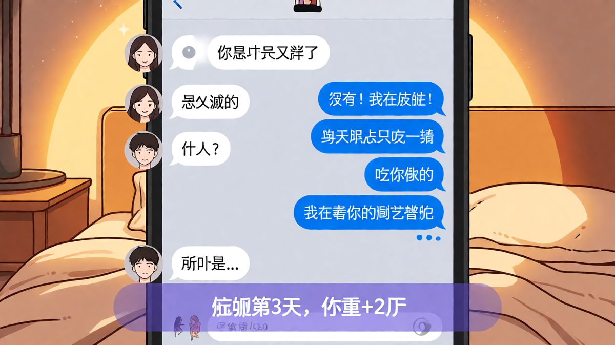 说减肥三个月全靠女朋友做饭，结果越减越胖。