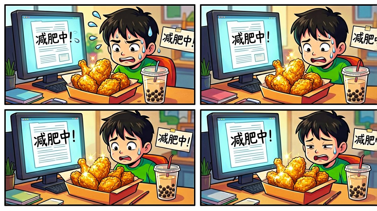 外卖小哥的到来，让减肥誓言瞬间动摇。