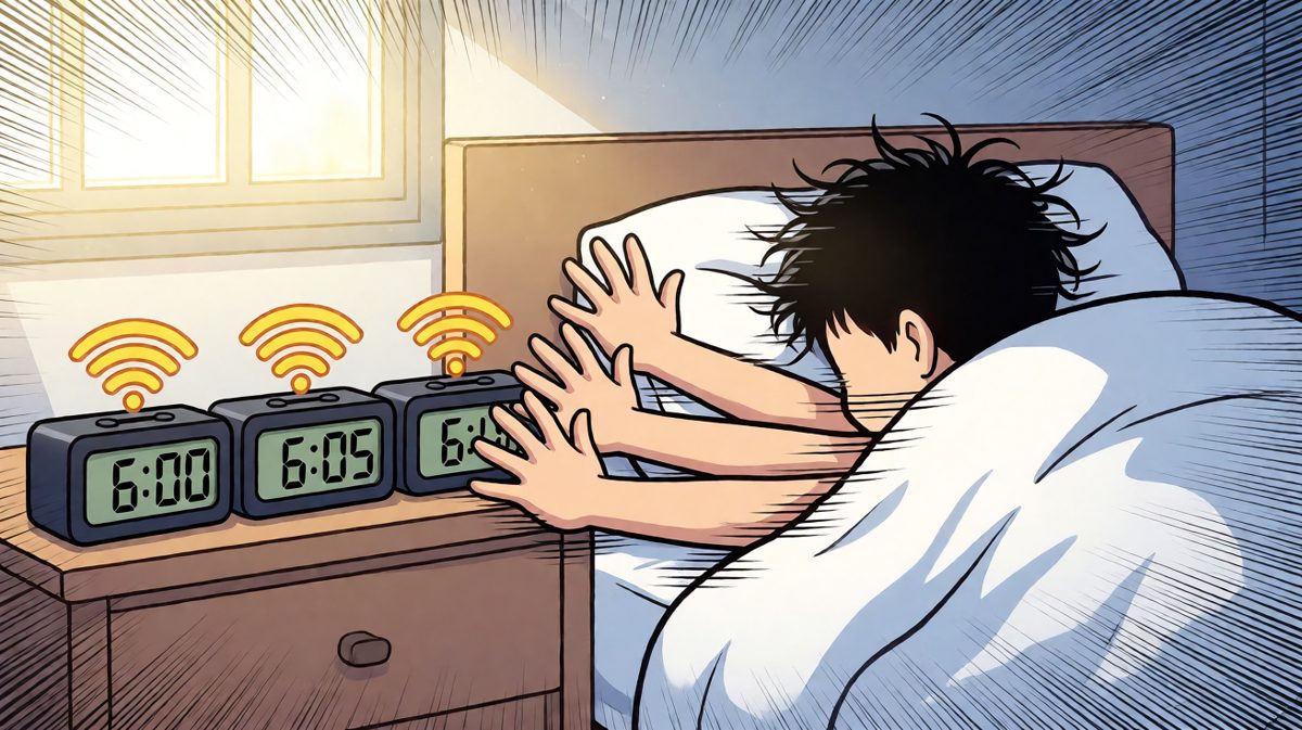 早上闹钟响了：全部给我闭嘴！