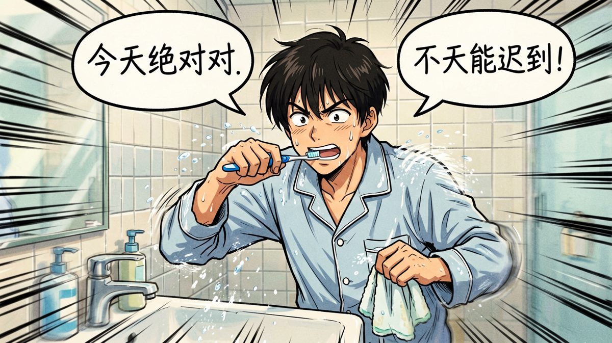 小王一边洗漱一边给自己打鸡血