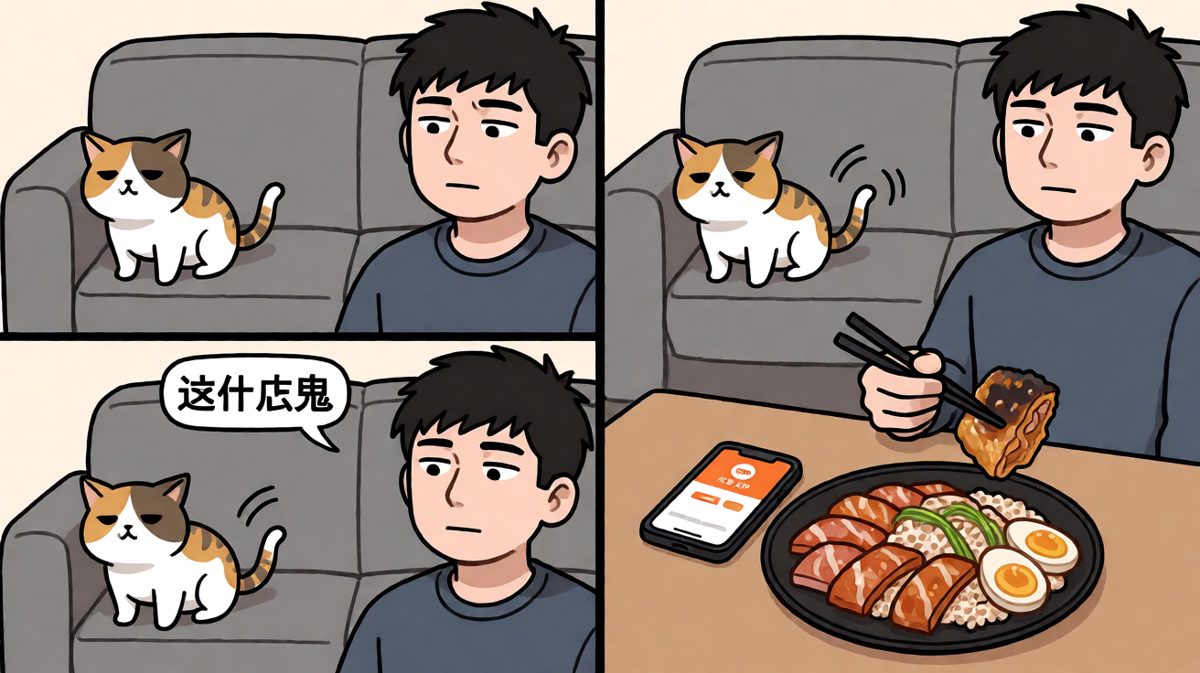 连猫都嫌弃，最后还是点了外卖