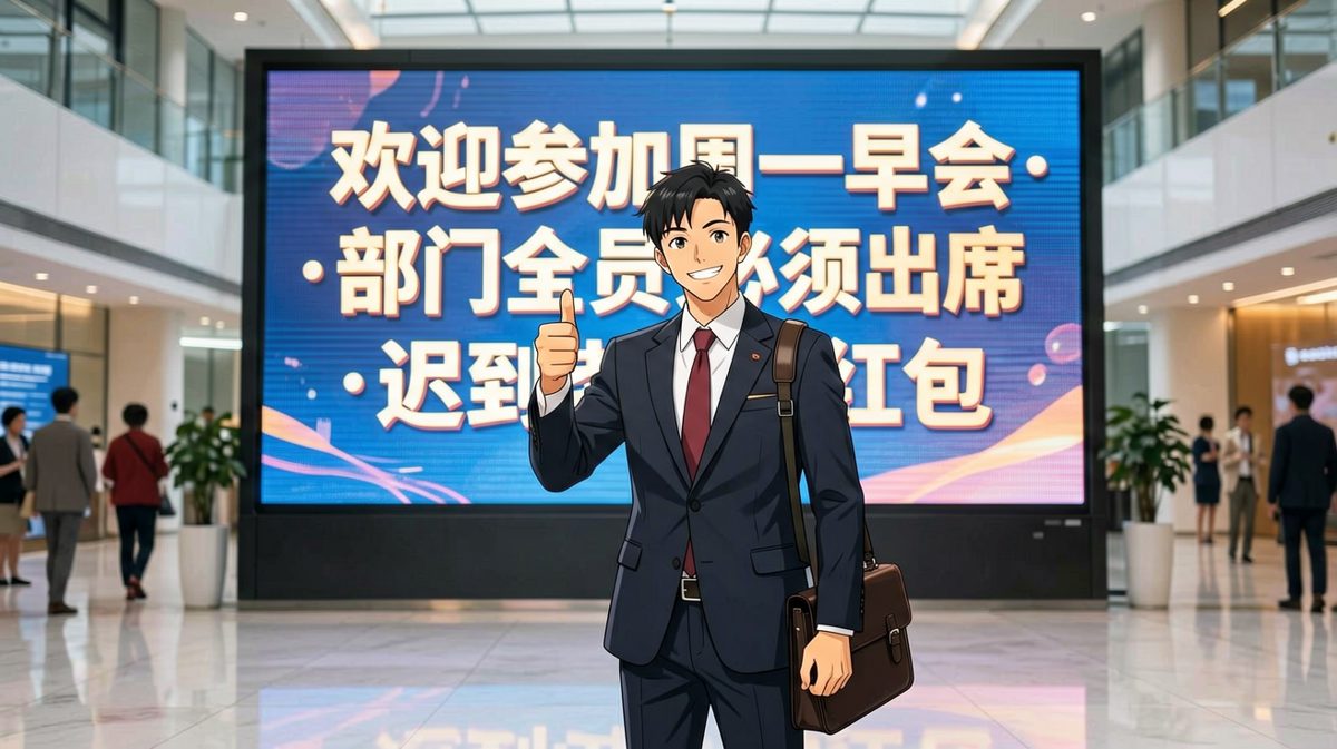小王提前到达公司，胸有成竹
