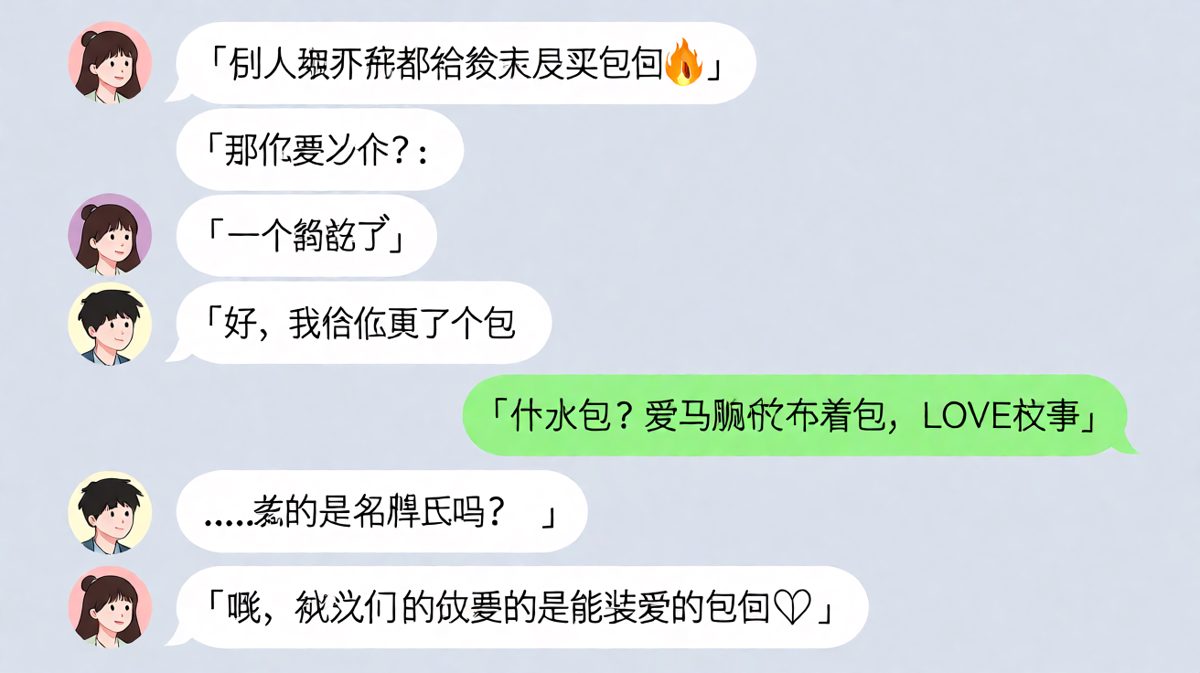 他说要买包，结果是个帆布袋