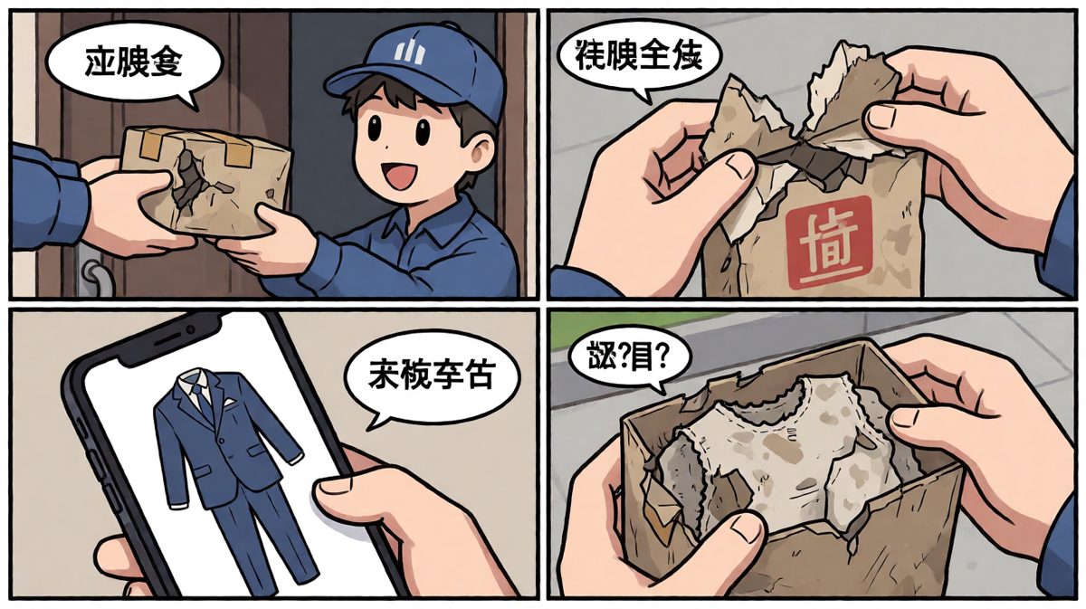拆开快递，表情逐渐凝固