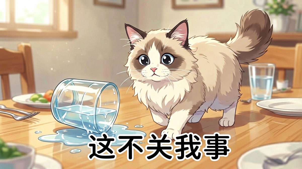 猫咪：是杯子先动的手