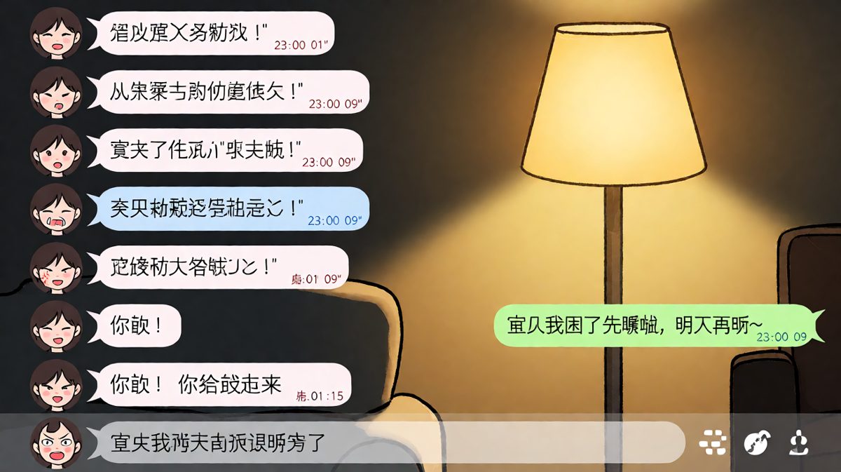 九条语音是女生的深夜倾诉，而男生的草稿才是真正的王炸。