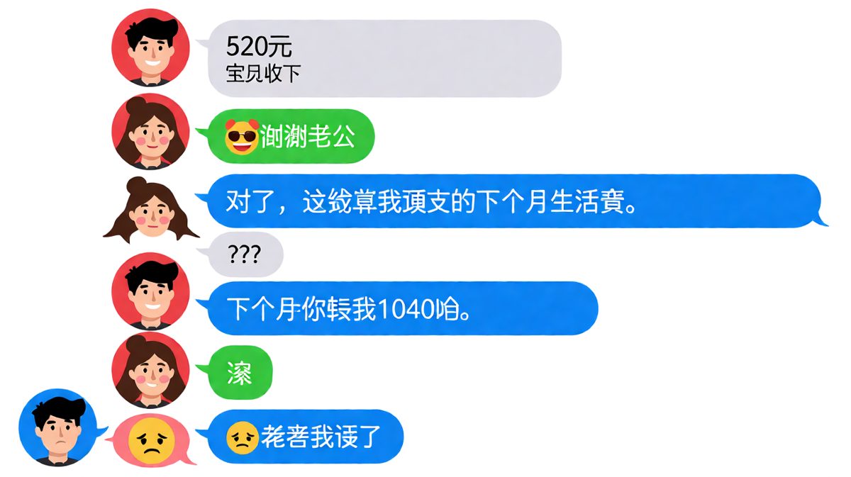 520元=负债1040元，男朋友的'浪漫'算盘打得比谁都精。
