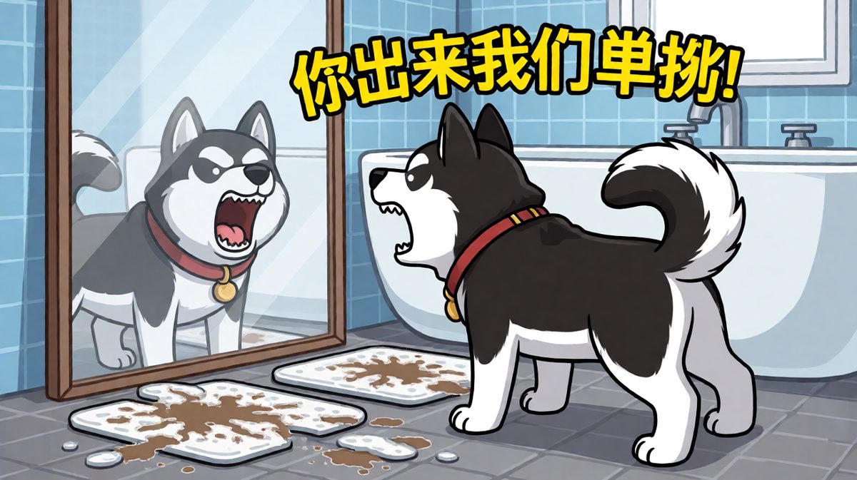 二哈永远分不清镜子里那是自己