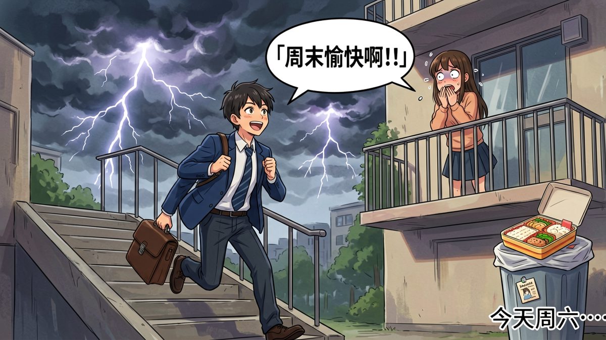 跑到楼下才发现今天是周六，当场石化
