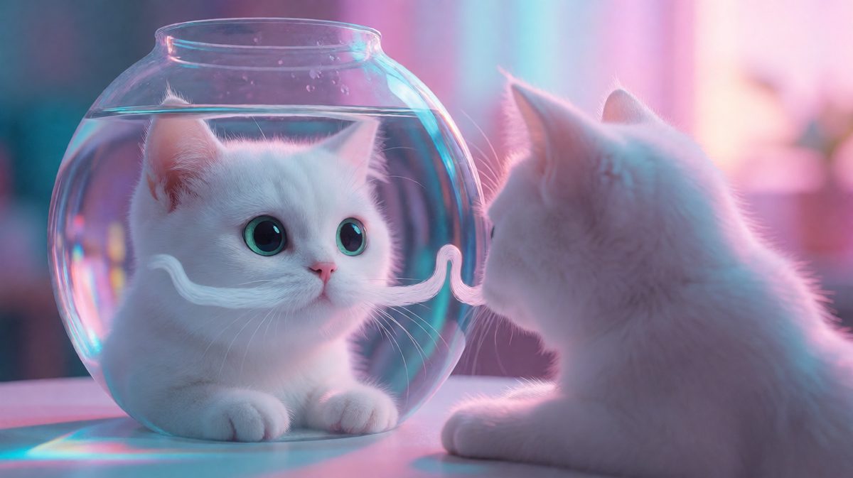 猫主子：这鱼怎么学我梳胡须？