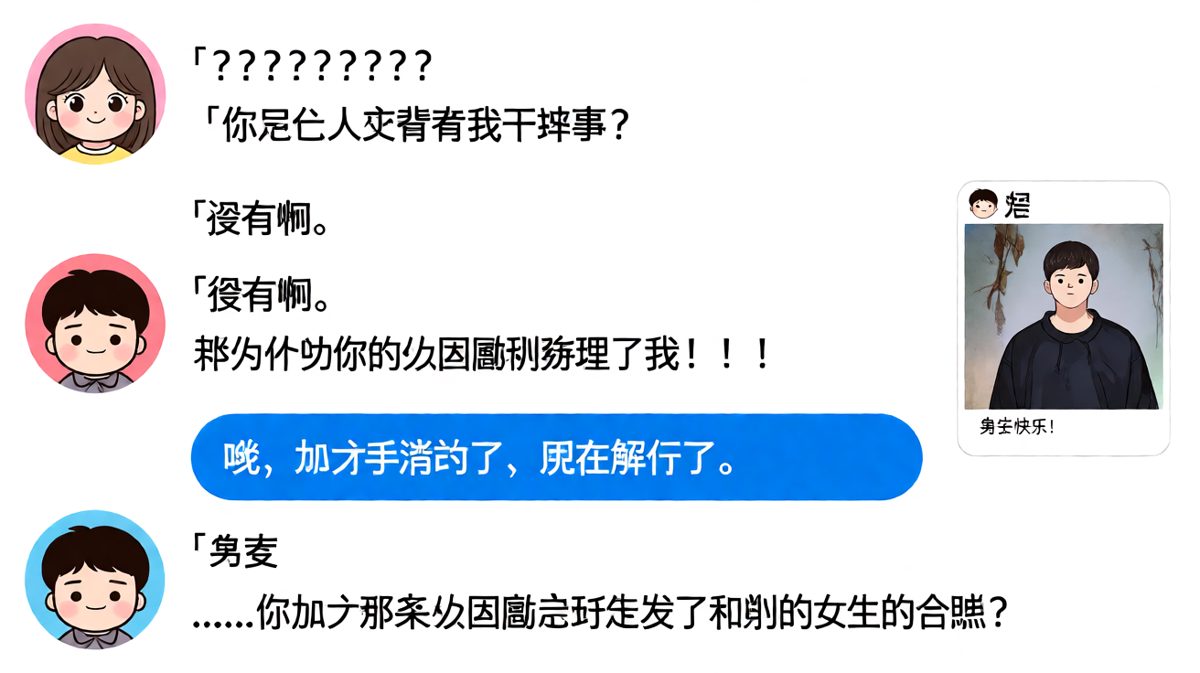 女生疑神疑鬼查岗，结果发现是一场乌龙误会。