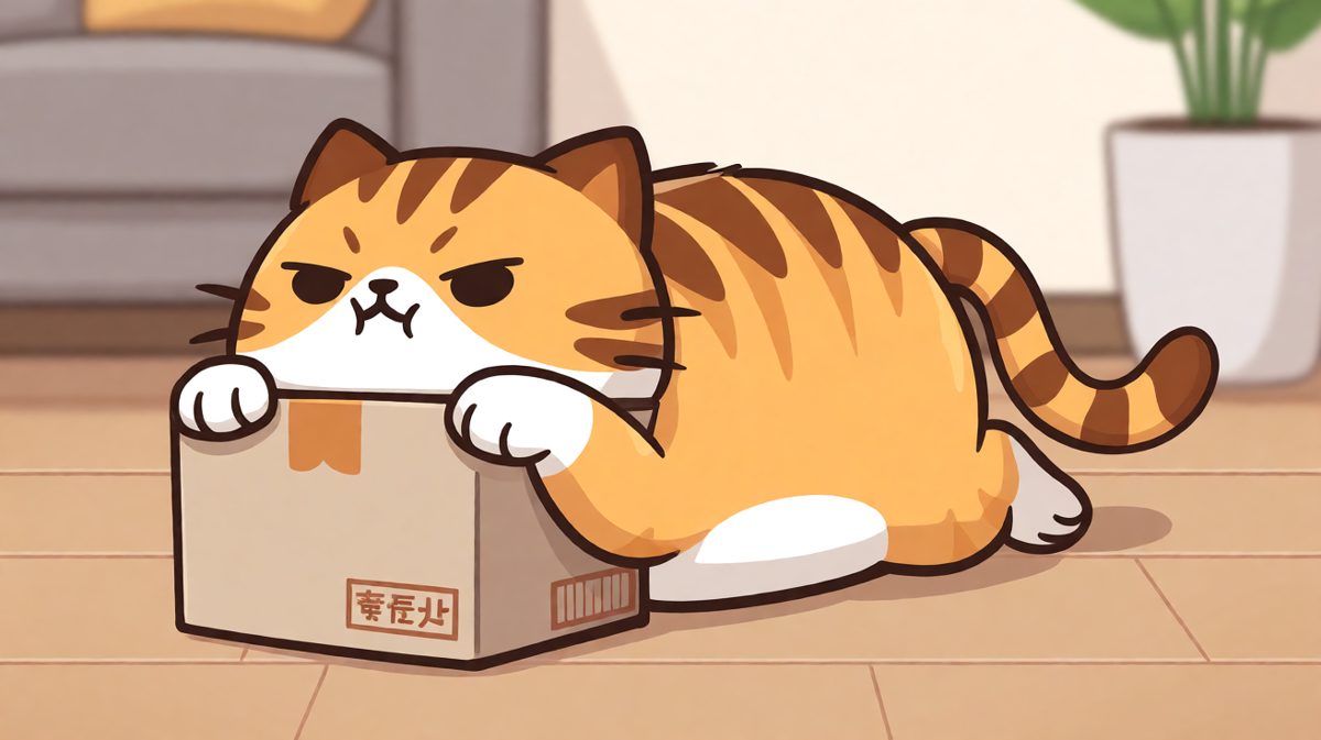 这只猫坚信：只要头进去了，身体就会自动跟上。