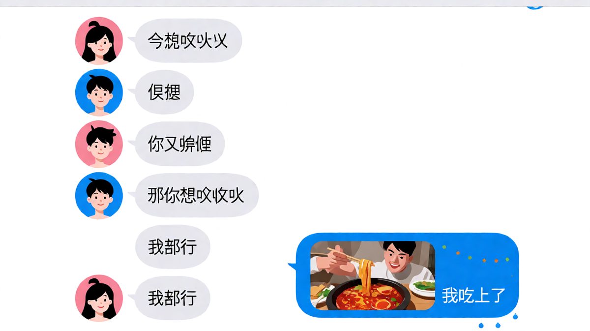 问吃什么，结果是他在偷偷吃火锅