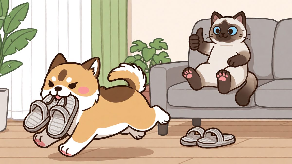 狗狗的寻鞋游戏，猫咪的点赞支持