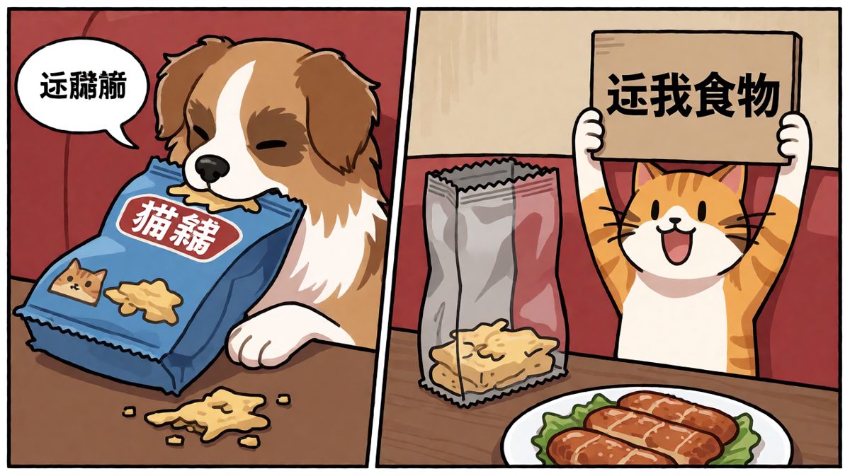 狗狗的猫粮劫案，猫咪的维权示威