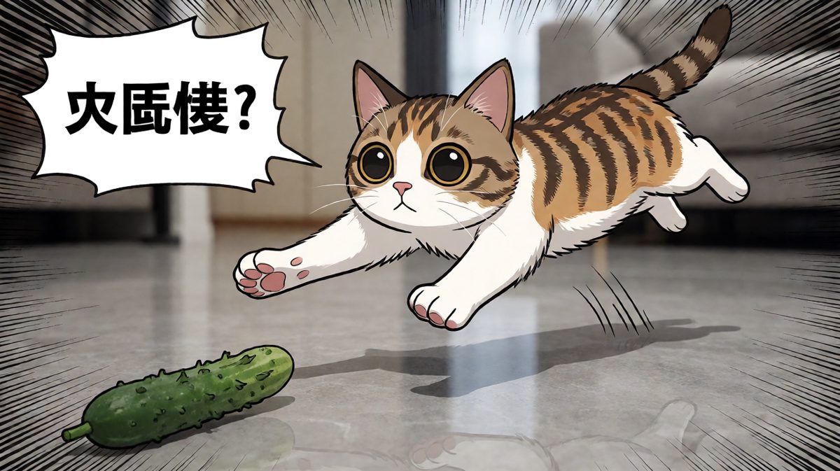 猫咪：这绿色怪物从哪里冒出来的！