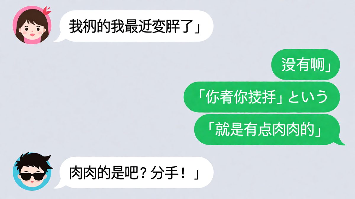 女生试探说胖了，男生以为安全回答，结果还是送了命