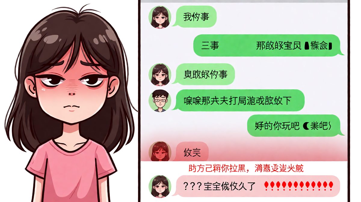 没事=有事=拉黑，三步走完感情线。