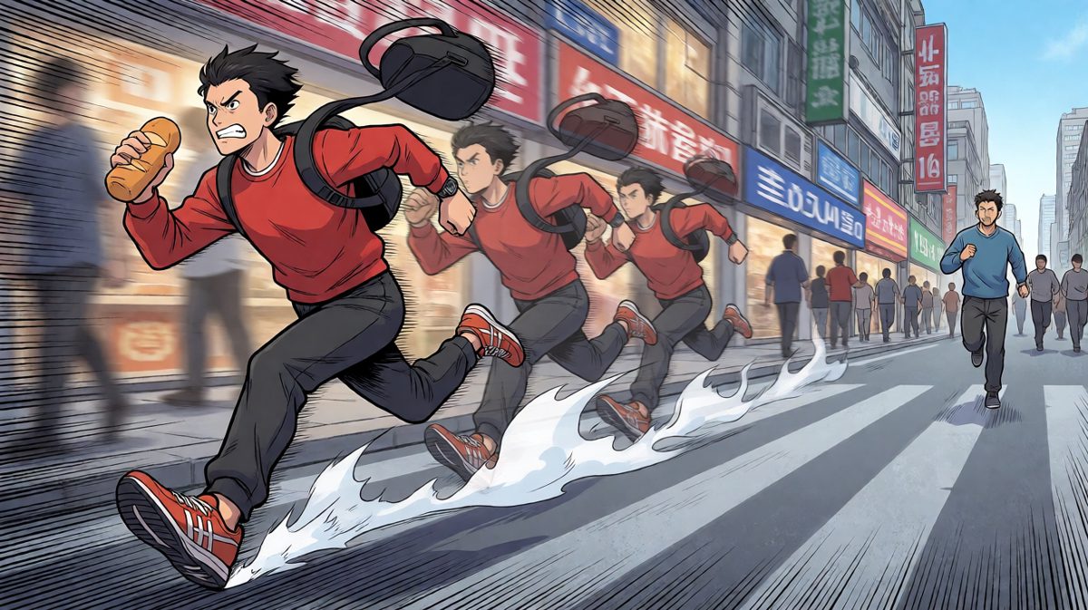 第三格：一路狂奔赶地铁，谁都不能阻挡我上班的心