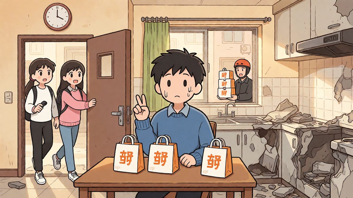 第四格：外卖救赎一切，女友哭笑不得