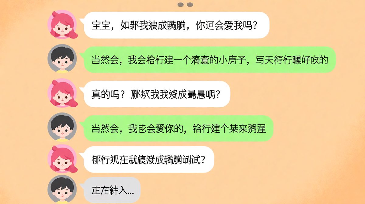 试探型：问他变成蟑螂爱不爱我，结果被一句反杀搞懵了。