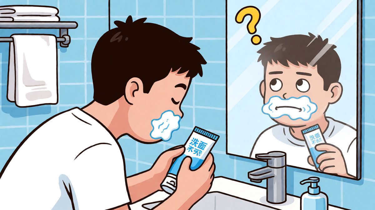 所以刚才我用洗面奶刷了五分钟牙……