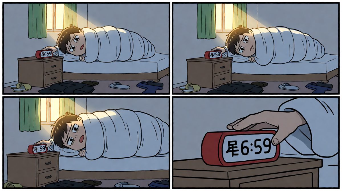 闹钟响了，但被子说它离不开我。