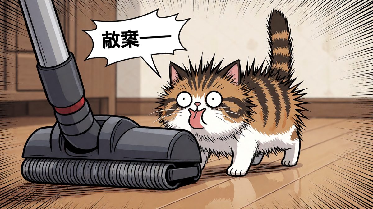猫咪：这个怪兽又来偷我的地盘了！