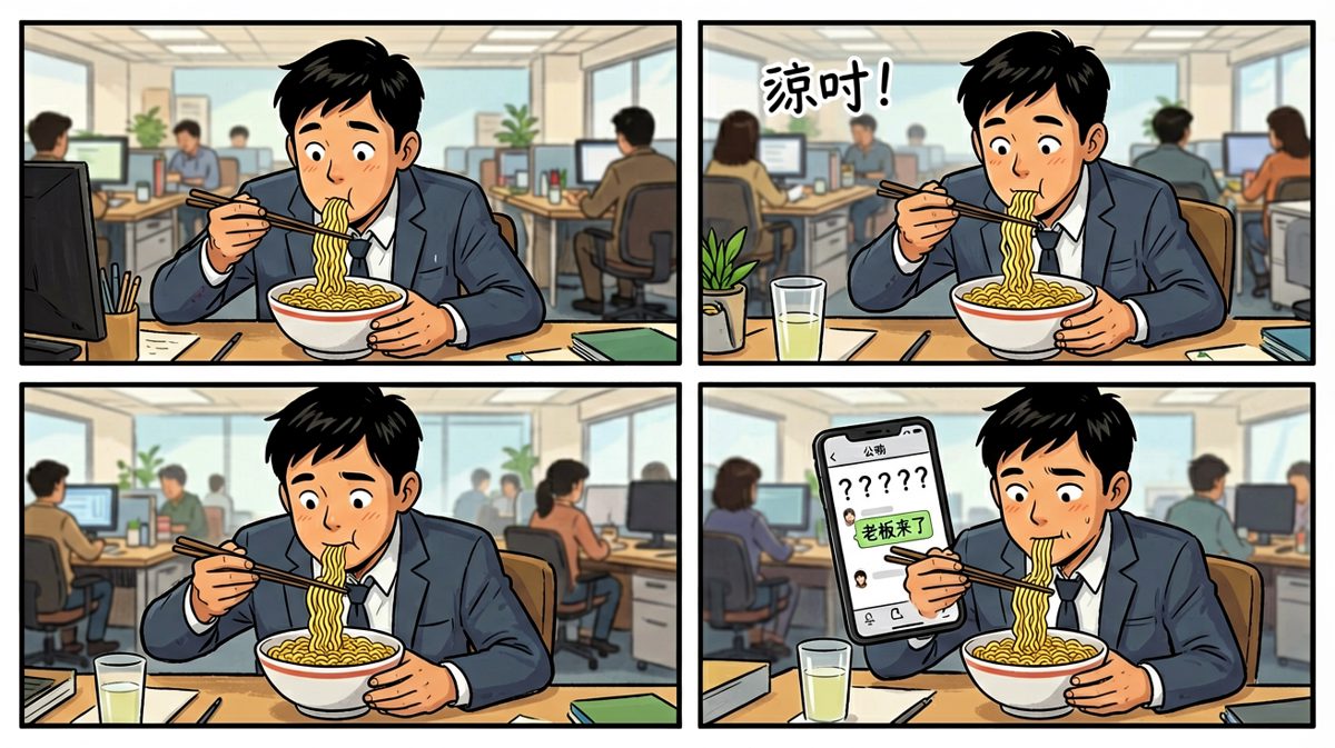 摸鱼吃泡面的瞬间，被拍成了'呈堂证供'。