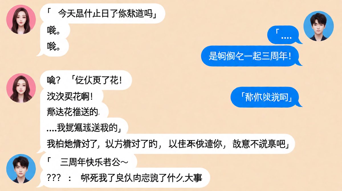 女生用送花的事试探男生记不记得纪念日，结果男生自己脑补了一出大戏