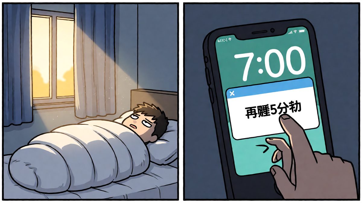 闹钟响了，再赖五分钟吧……