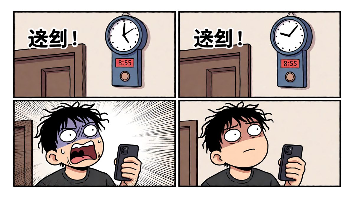 猛地一激灵——已经快迟到了！