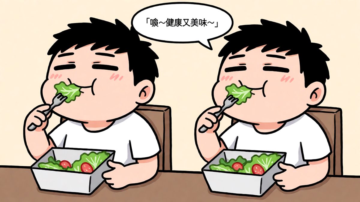 主角吃得津津有味，感觉一切美好
