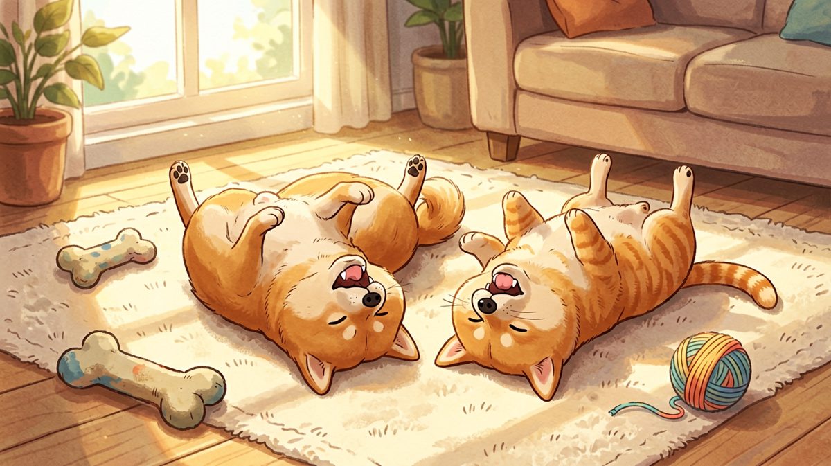 猫狗同框睡觉，姿势居然一模一样