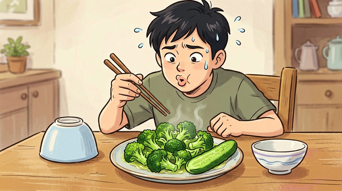 减肥餐只有水煮菜，主角生无可恋