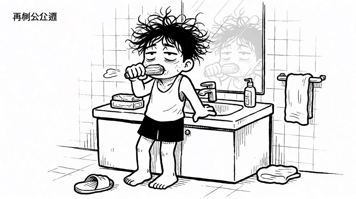 洗漱是极限运动。