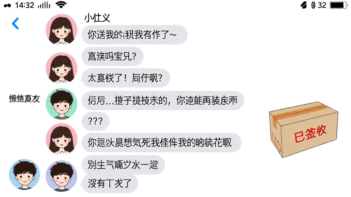 女生收到礼物后发现只是快递箱，男友的解释让人哭笑不得