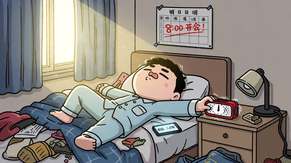 闹钟响了，但小明选择继续装死。
