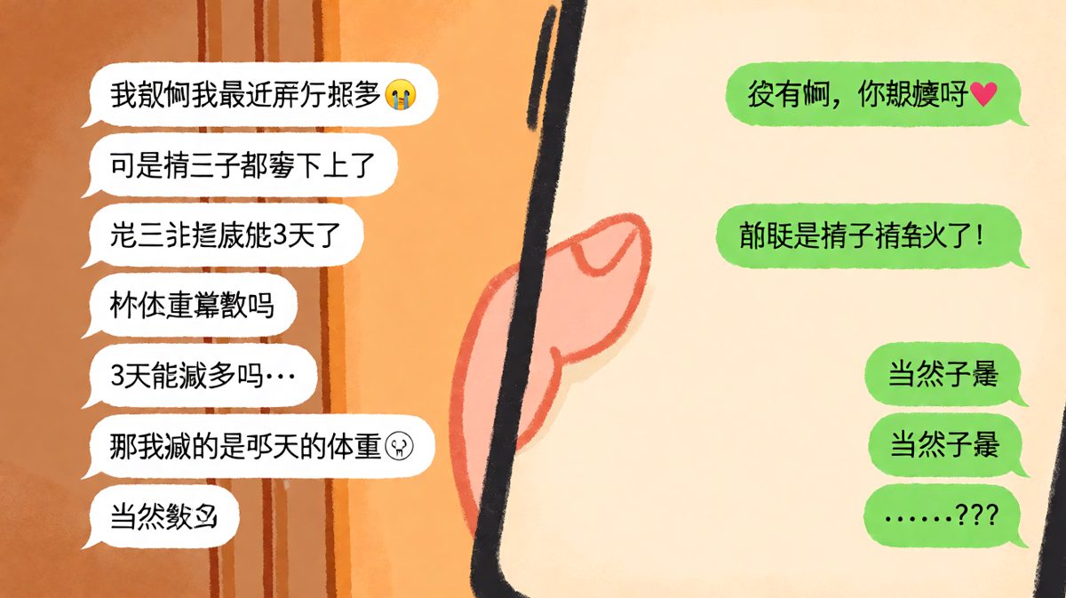她说减了三天肥，结果减的是昨天的体重