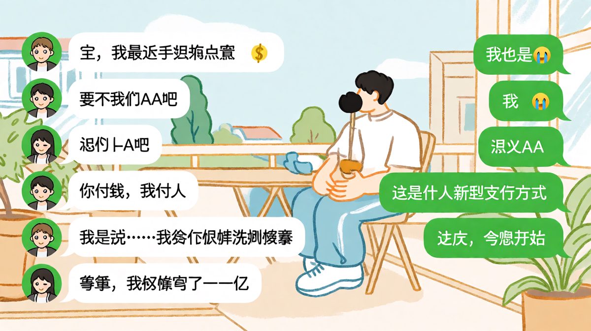 她说要AA制，他付钱她付人，结果是他亏了