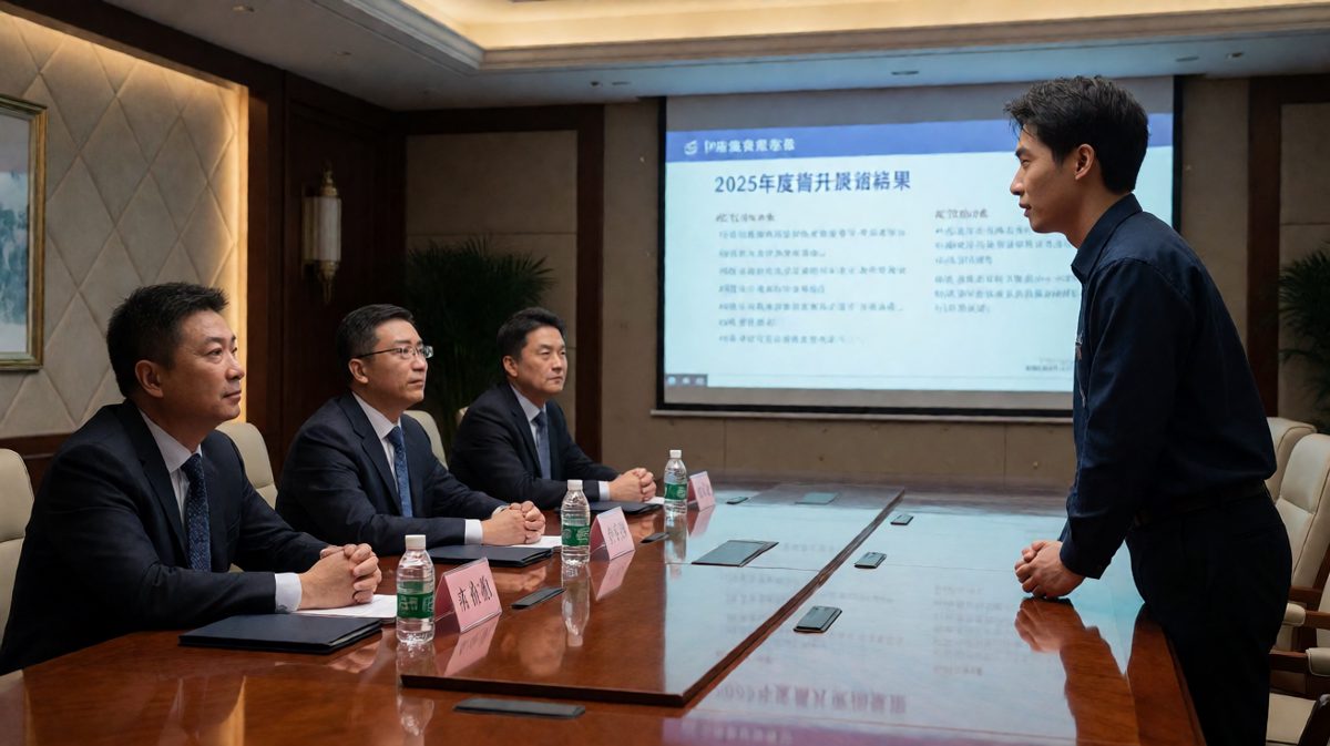 老板看着晋升名单说：'你的表现确实很优秀。'员工心跳加速，老板接着说'所以我们决定给你更大的舞台'。