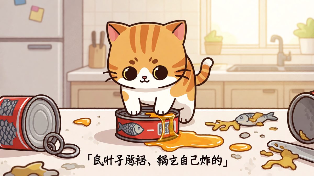 橘猫作案后的完美甩锅现场