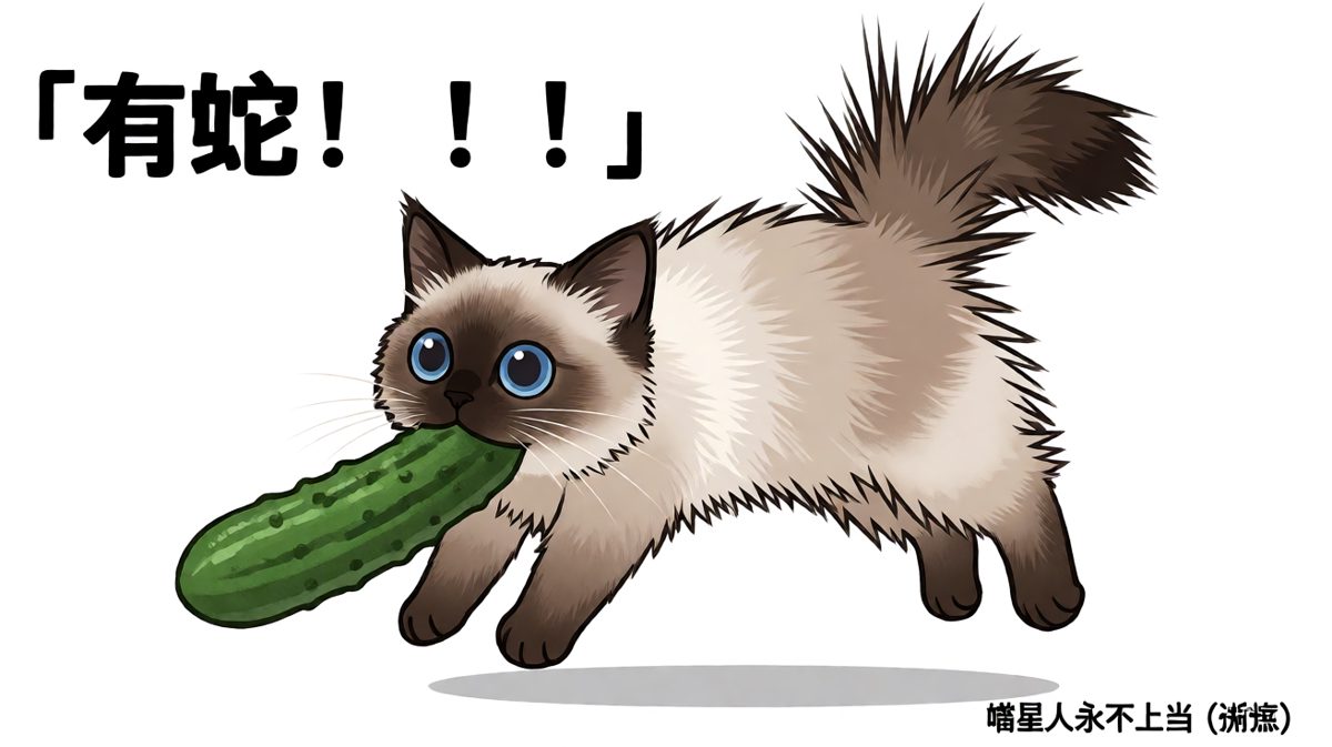 猫咪被黄瓜吓出天际的三秒