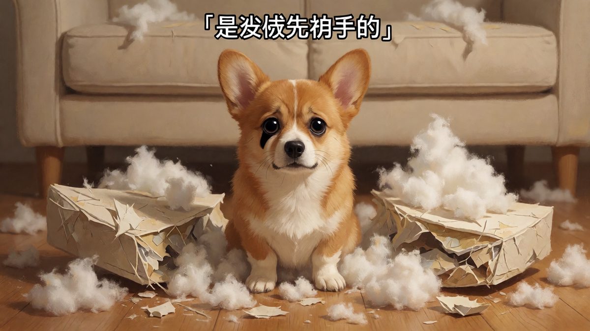 柯基拆家后的眼神攻势