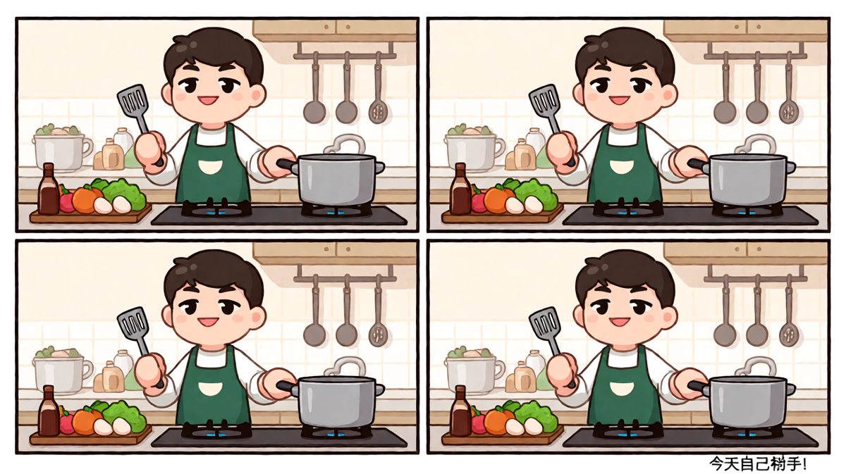 自信满满宣布要自己做饭
