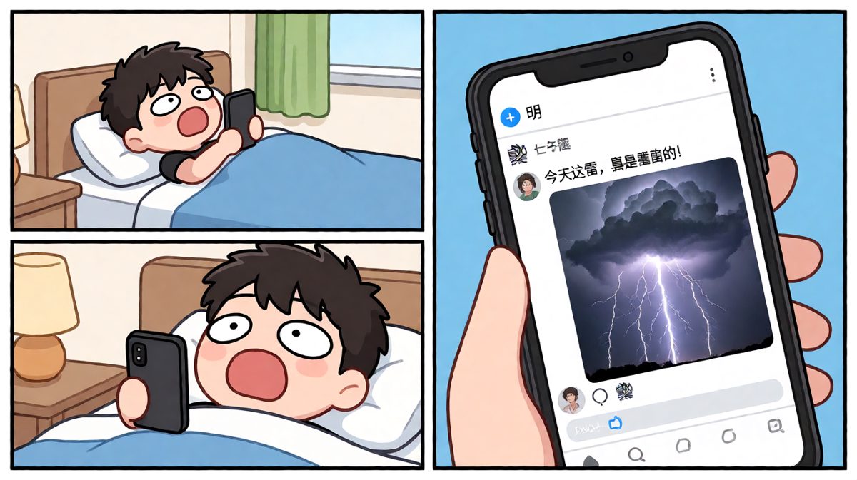 小明刷朋友圈，看到生僻字靐，一脸懵圈。