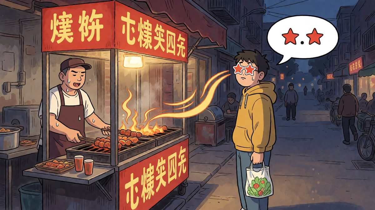 下班路过烧烤摊，意志力瞬间崩塌。