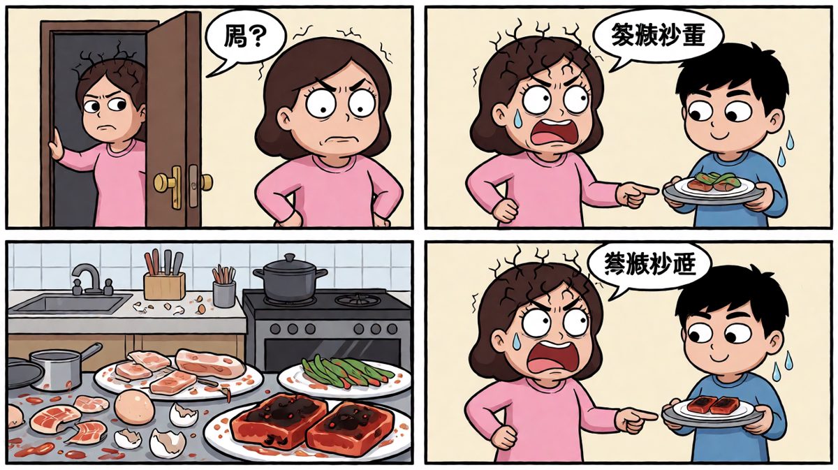 妈妈：你管这叫番茄炒蛋？