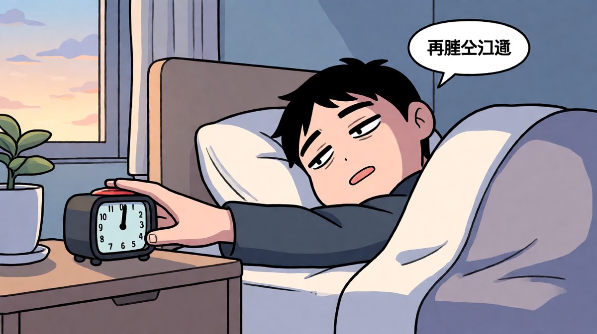 闹钟响了，果断关掉继续睡
